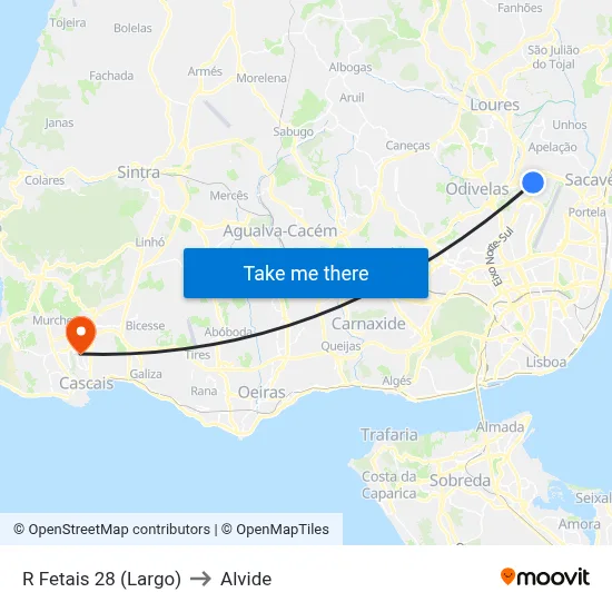 R Fetais 28 (Largo) to Alvide map