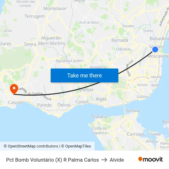 Pct Bomb Voluntário (X) R Palma Carlos to Alvide map