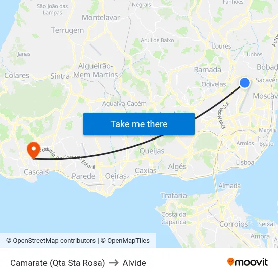 Camarate (Qta Sta Rosa) to Alvide map