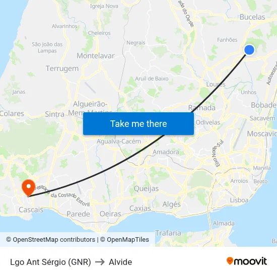 Lgo Ant Sérgio (GNR) to Alvide map