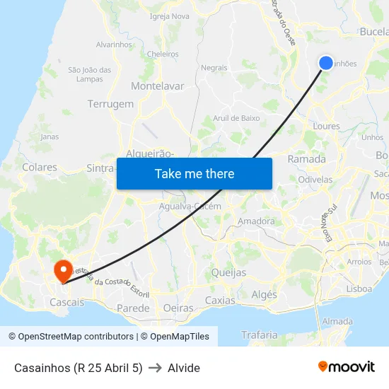 Casainhos (R 25 Abril 5) to Alvide map