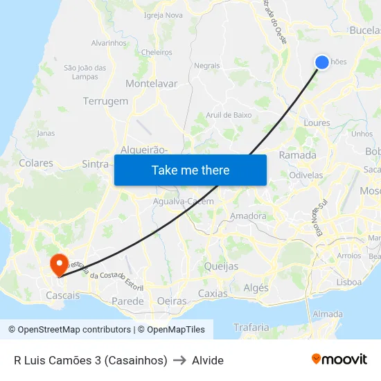 R Luis Camões 3 (Casainhos) to Alvide map