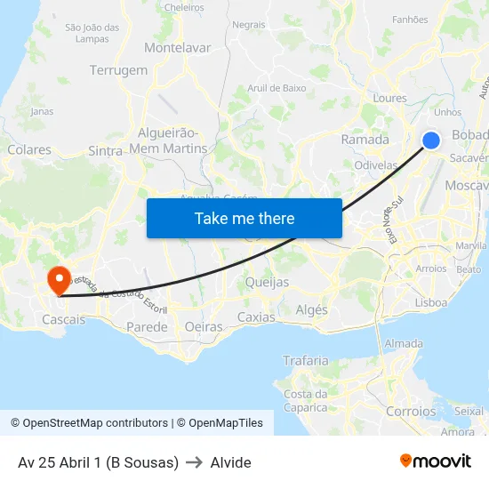 Av 25 Abril 1 (B Sousas) to Alvide map