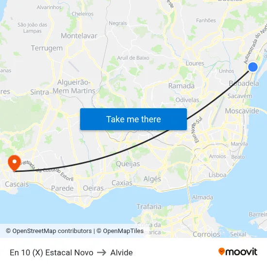 En 10 (X) Estacal Novo to Alvide map