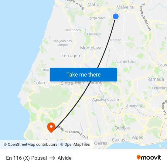 En 116 (X) Pousal to Alvide map