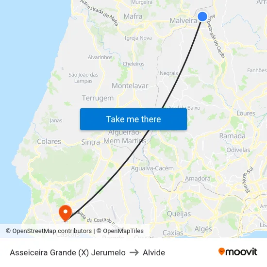 Asseiceira Grande (X) Jerumelo to Alvide map