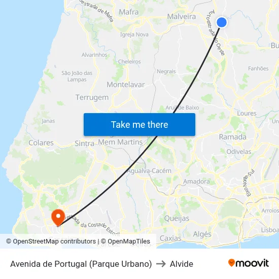 Avenida de Portugal (Parque Urbano) to Alvide map