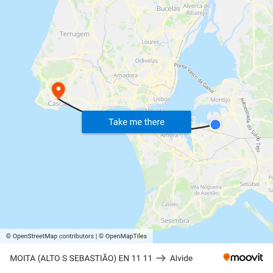 MOITA (ALTO S SEBASTIÃO) EN 11 11 to Alvide map
