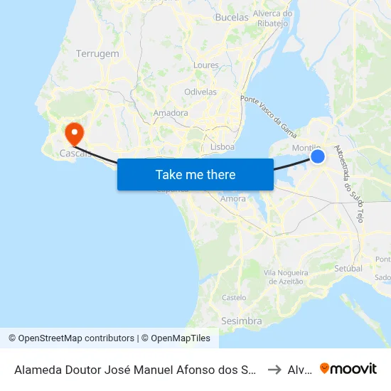 Alameda Doutor José Manuel Afonso dos Santos (Igreja) to Alvide map