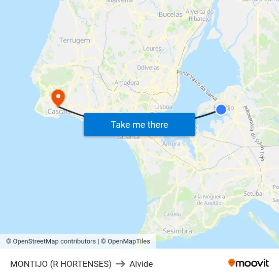 MONTIJO (R HORTENSES) to Alvide map