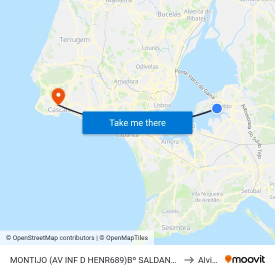 MONTIJO (AV INF D HENR689)Bº SALDANHA to Alvide map
