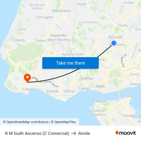 R M Guilh Ascenso (C Comercial) to Alvide map