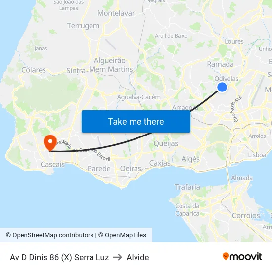 Av D Dinis 86 (X) Serra Luz to Alvide map