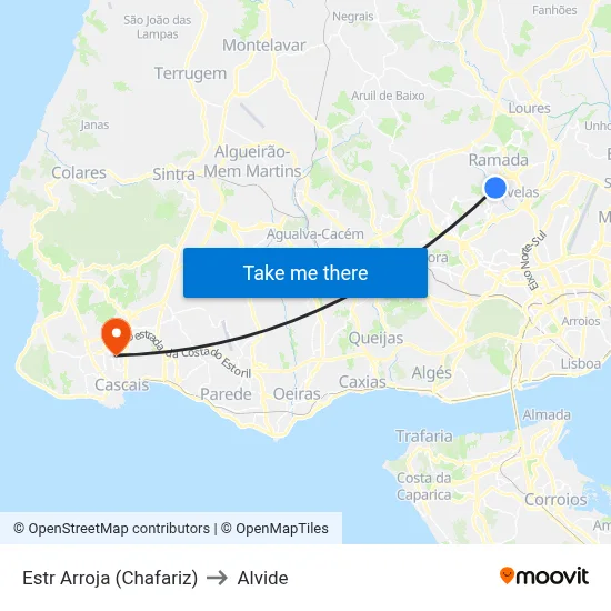 Estr Arroja (Chafariz) to Alvide map
