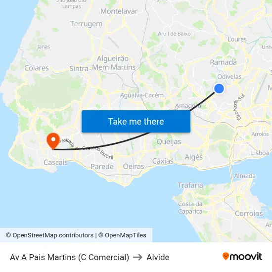 Av A Pais Martins (C Comercial) to Alvide map