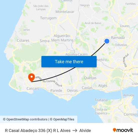 R Casal Abadeço 336 (X) R L Alves to Alvide map