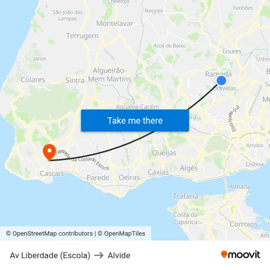 Av Liberdade (Escola) to Alvide map