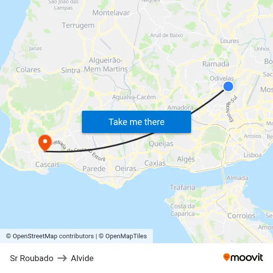Sr Roubado to Alvide map