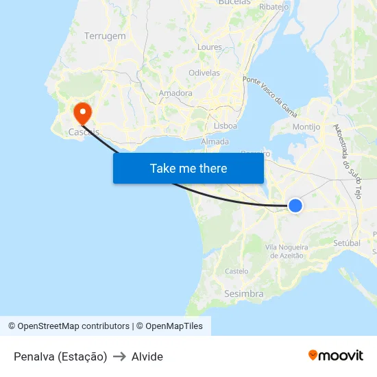 Penalva (Estação) to Alvide map