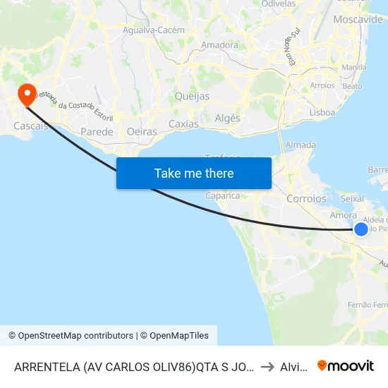 ARRENTELA (AV CARLOS OLIV86)QTA S JOÃO to Alvide map