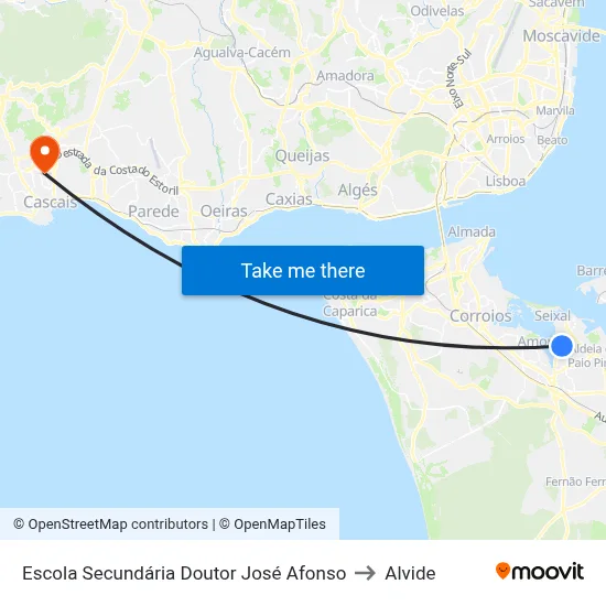 Escola Secundária Doutor José Afonso to Alvide map