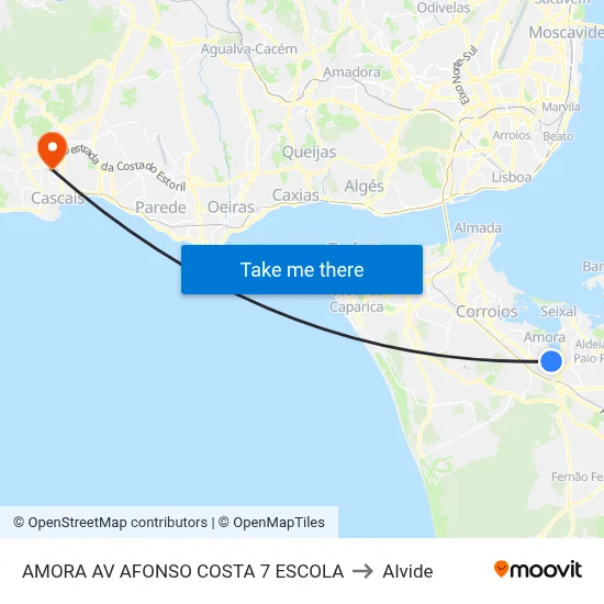 AMORA AV AFONSO COSTA 7 ESCOLA to Alvide map