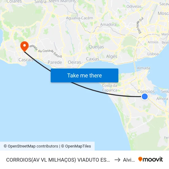CORROIOS(AV VL MILHAÇOS) VIADUTO ESTAÇÃO to Alvide map
