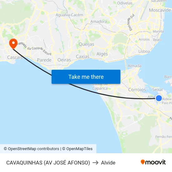 CAVAQUINHAS (AV JOSÉ AFONSO) to Alvide map