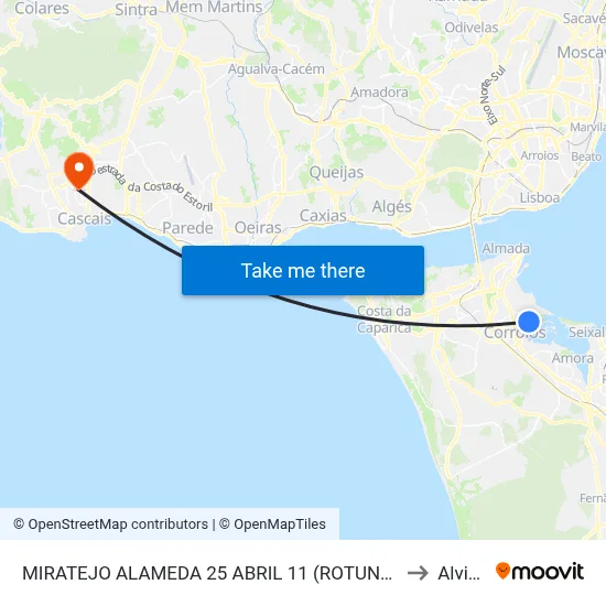 MIRATEJO ALAMEDA 25 ABRIL 11 (ROTUNDA) to Alvide map