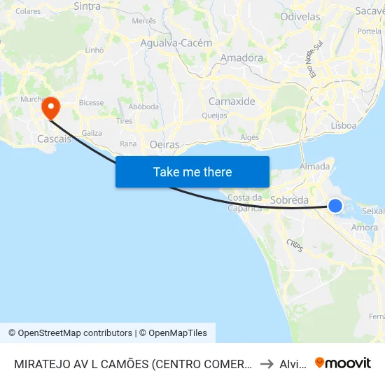 MIRATEJO AV L CAMÕES (CENTRO COMERCIAL) to Alvide map