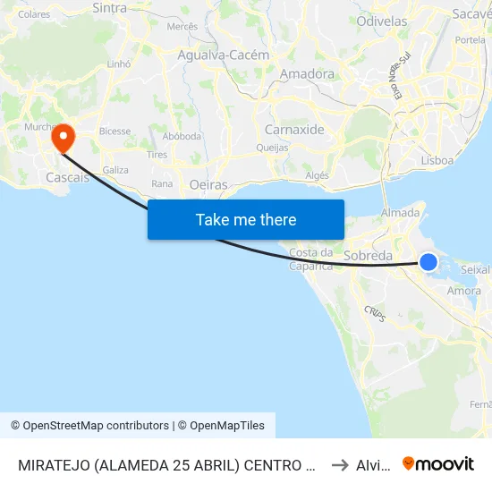 MIRATEJO (ALAMEDA 25 ABRIL) CENTRO COM to Alvide map