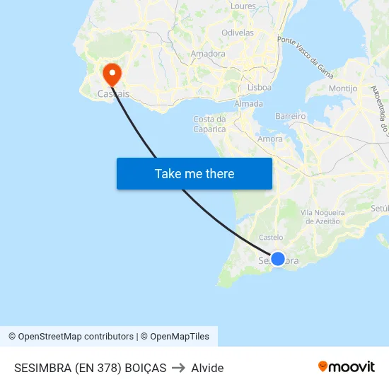 SESIMBRA (EN 378) BOIÇAS to Alvide map