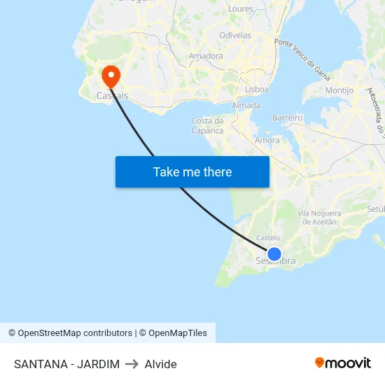 SANTANA - JARDIM to Alvide map