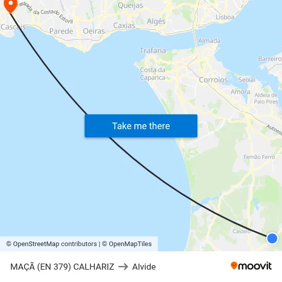MAÇÃ (EN 379) CALHARIZ to Alvide map