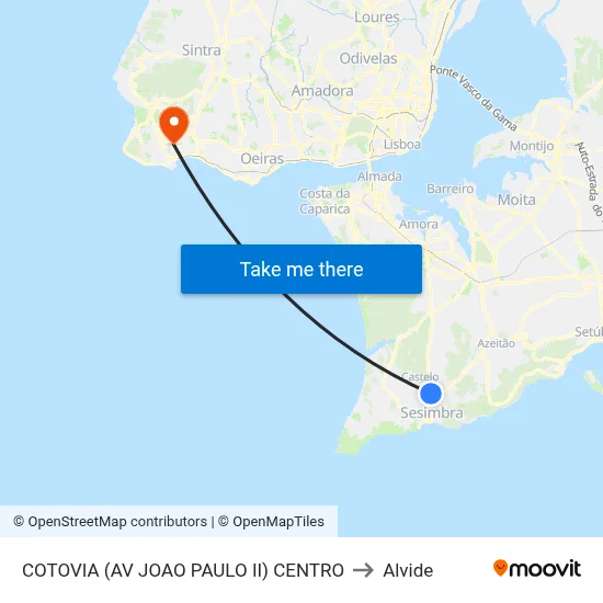 COTOVIA (AV JOAO PAULO II) CENTRO to Alvide map