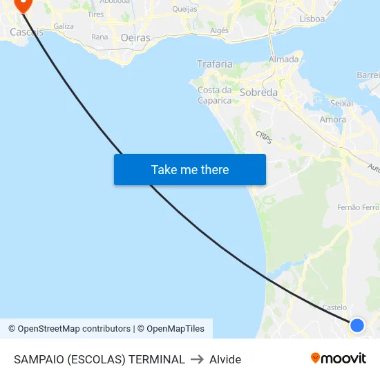 SAMPAIO (ESCOLAS) TERMINAL to Alvide map