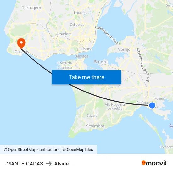 MANTEIGADAS to Alvide map