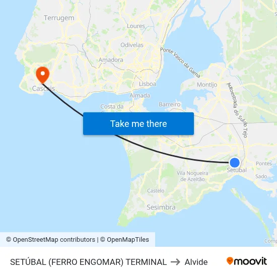 SETÚBAL (FERRO ENGOMAR) TERMINAL to Alvide map