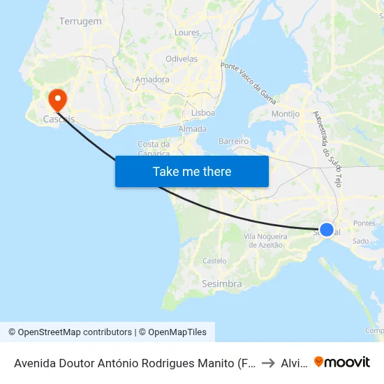 Avenida Doutor António Rodrigues Manito (Farmácia) to Alvide map