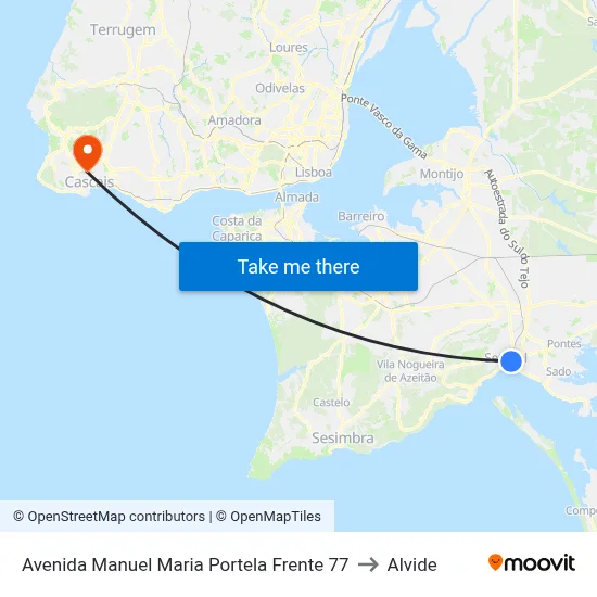 Avenida Manuel Maria Portela Frente 77 to Alvide map
