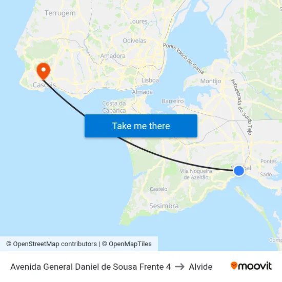 Avenida General Daniel de Sousa Frente 4 to Alvide map