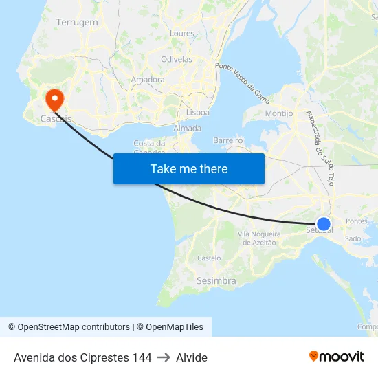 Avenida dos Ciprestes 144 to Alvide map