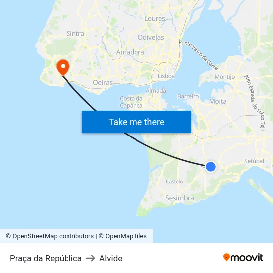 Praça da República to Alvide map