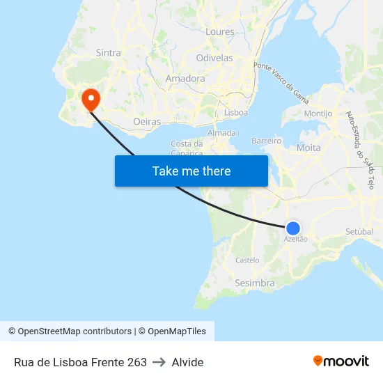 Rua de Lisboa Frente 263 to Alvide map