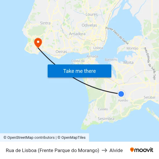 Rua de Lisboa (Frente Parque do Morango) to Alvide map