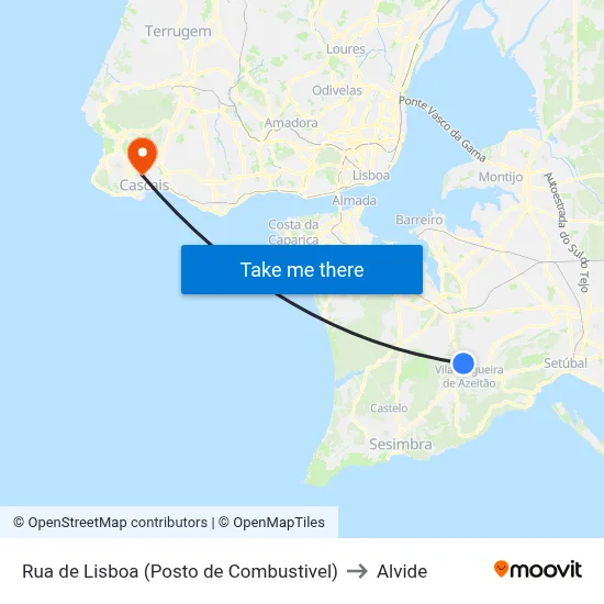 Rua de Lisboa (Posto de Combustivel) to Alvide map