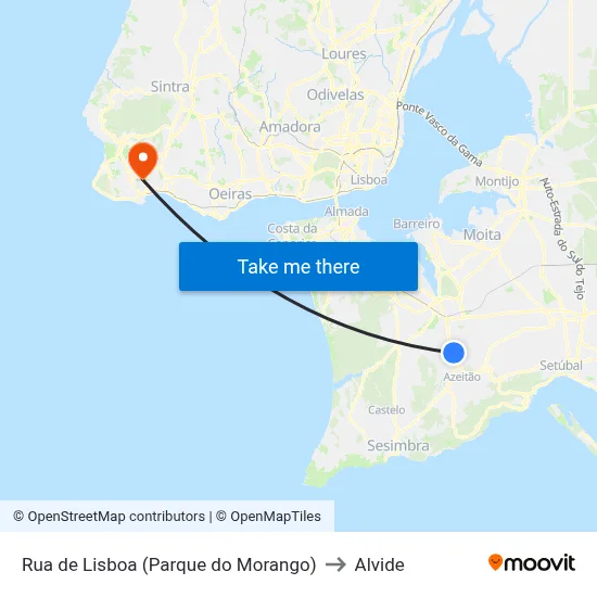 Rua de Lisboa (Parque do Morango) to Alvide map