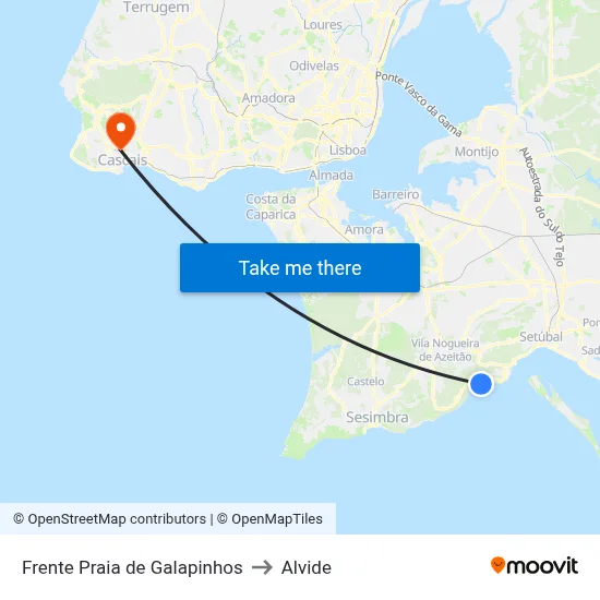 Frente Praia de Galapinhos to Alvide map