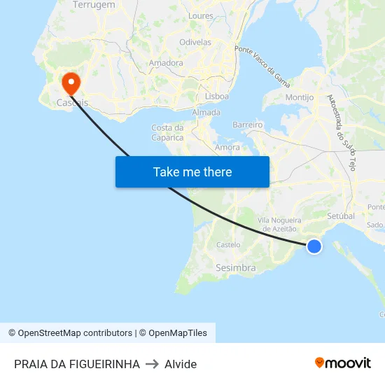 PRAIA DA FIGUEIRINHA to Alvide map