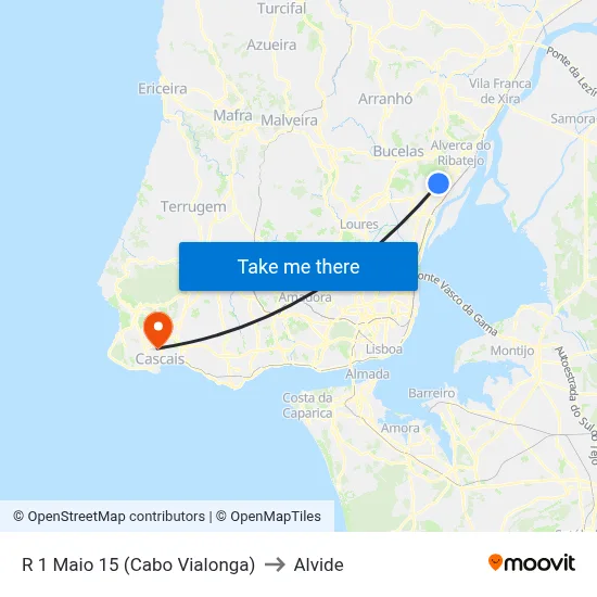 R 1 Maio 15 (Cabo Vialonga) to Alvide map